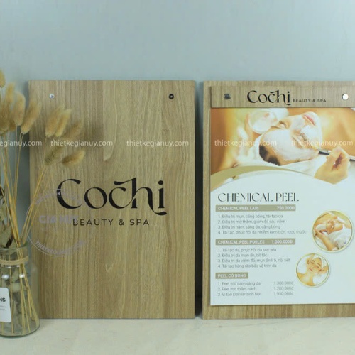 In menu gỗ - Thiết kế & In ấn Gia Huy